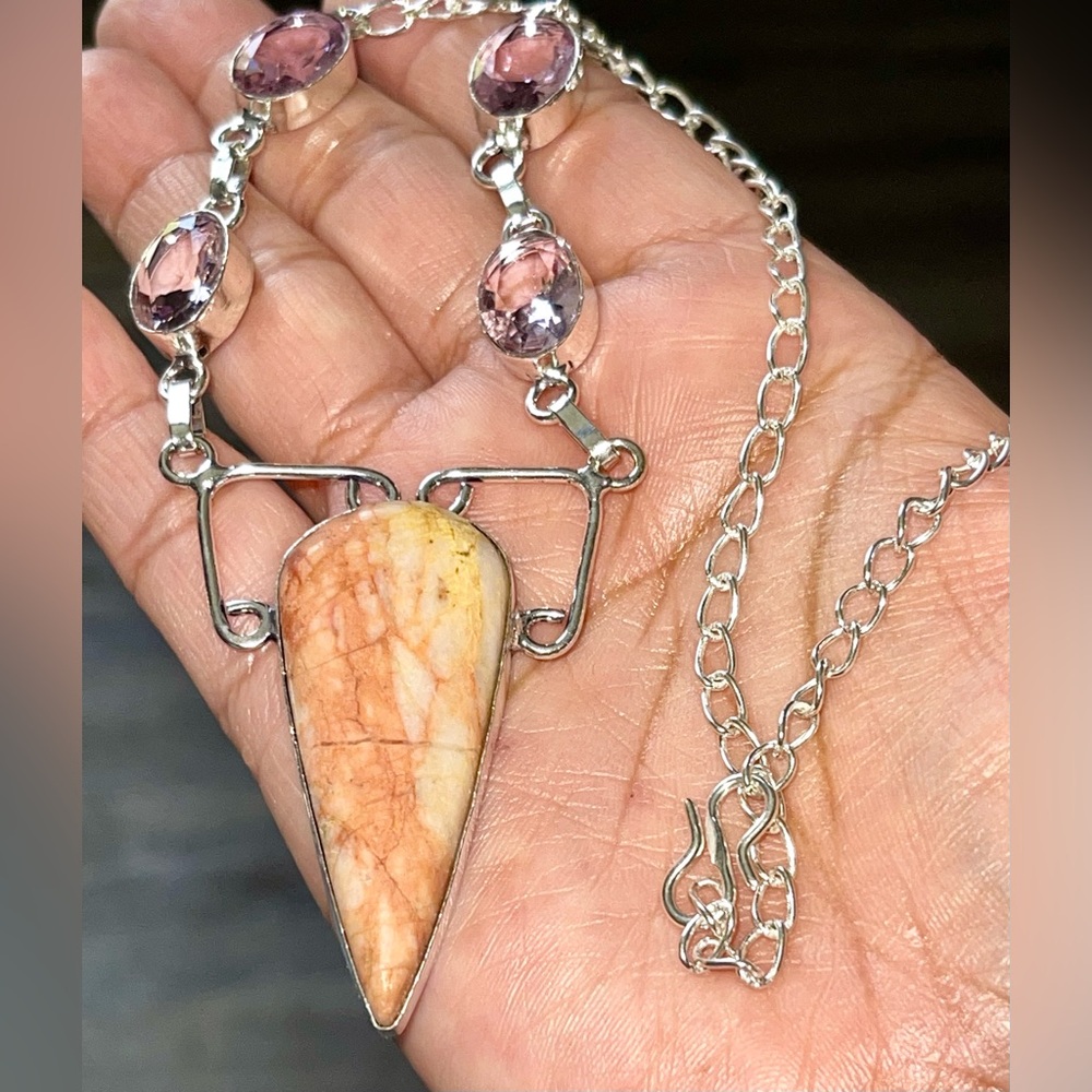 Birdseye Rhyolite Jasper Pendant Necklace